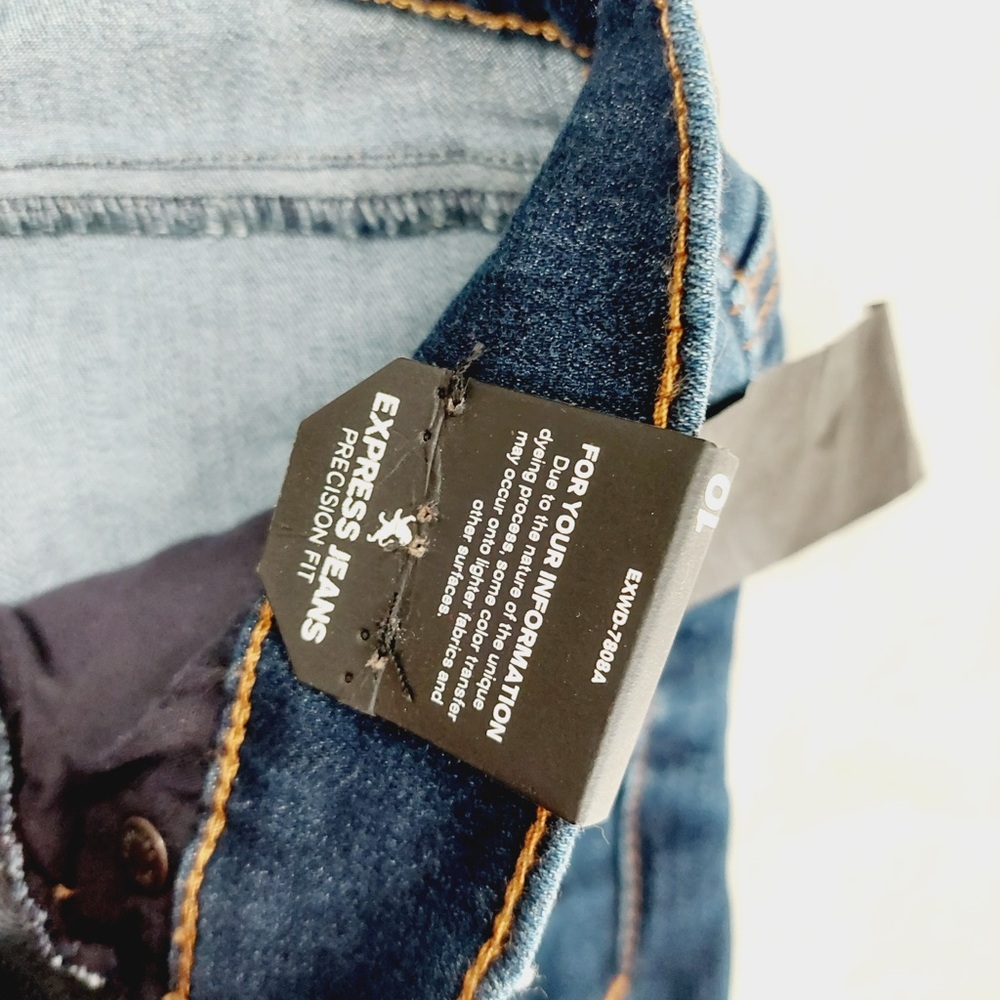 NEW Express Jeans Precision Fit Blue Stretch Denim Mid Rise Skinny Leg P3873 - Picture 8 of 10